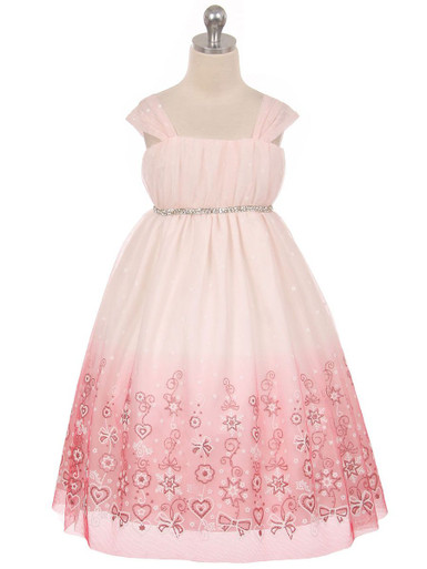 Pink High Waisted Ombre Glitter Dress - Pink Princess