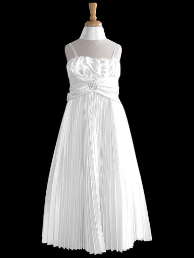 open lace back dress Lara Satin Pleated Midi Dress main image 0