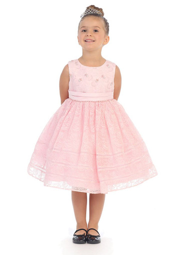 pink embroidered lace dress Do Long PINK LACE AO DAI CO-ORD WITH FEATHERS main image 1