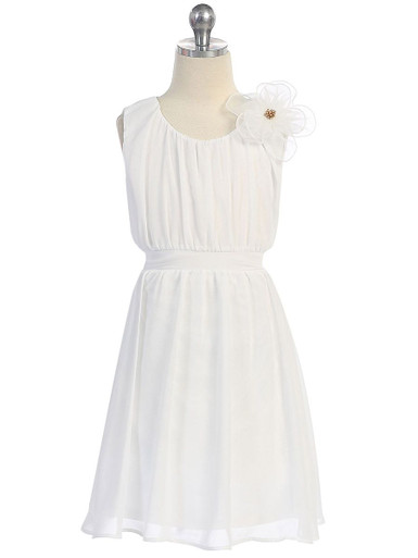 white christmas dresses White Pleated Chiffon Long Maxi Dress White / US 16 main image 0