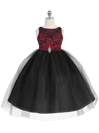 Red & Black Lace Bodice Tulle W/ Overlay Skirt - Size: 2 | Pink Princess Red & Black Lace Bodice Tulle W/ Overlay Skirt - Size: 2 | Pink Princess
