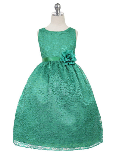 Green Floral Lace Dress - Pink Princess