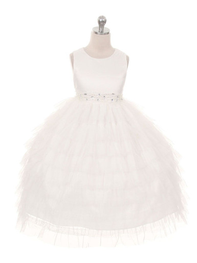 White Mesh Layered Princess Dress - Size: 4 | Pink Princess