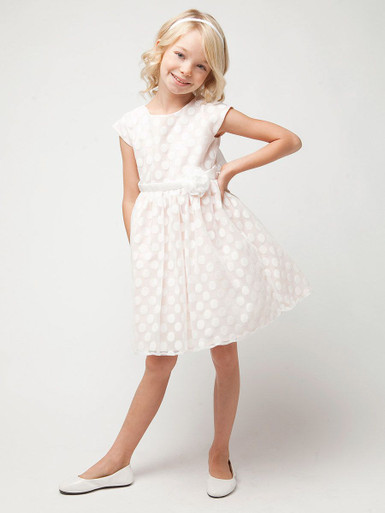 Peach Polka Dot Mesh Dress - Pink Princess