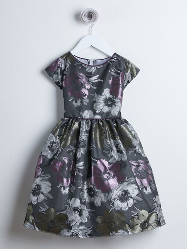 dark grey floral dress Berylove Women Silver Grey Wedding Party Guest Dress with Slit A Line Floral Embroidery Maxi Dress, Silver Grey / S