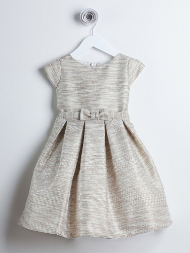 パーティードレス Embroidered-Filigree Diamond Jacquard Dress Gold Striped Metallic Jacquard Dress - Pink Princess