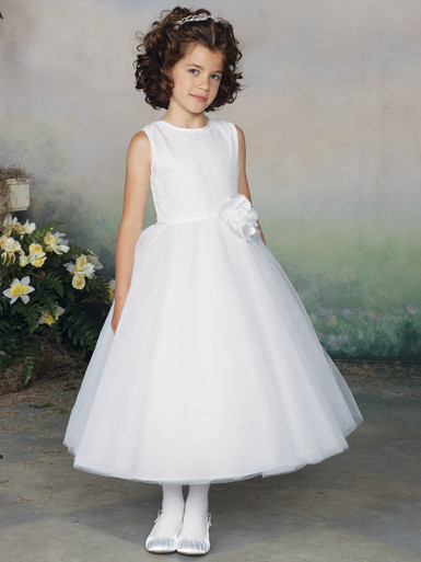 Joan Calabrese White Sequins Bodice w/ Tulle Skirt Communion Dress