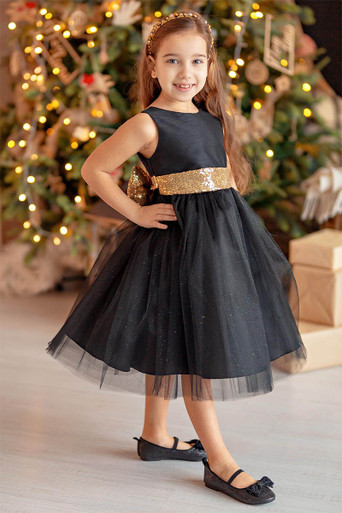 Baby girl black store and gold dress