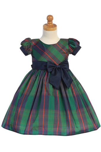 slim fit dress slacks Holly Jolly Hi-Lo Plaid Holiday Dress – Mia Belle Girls main image 0