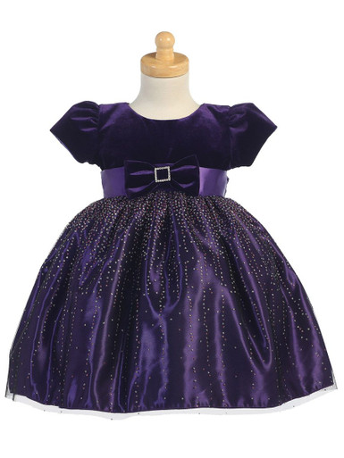 Lilac Tulle Gown with Black Velvet Ribbon for Girls - Wanda – essakids