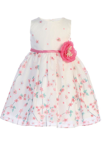 Swea Pea & Lilli M214 Pink & White Floral Organza Satin Dress - Pink ...