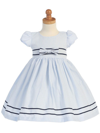 Light Blue Cotton Seersucker Dress - Size: 2T | Pink Princess