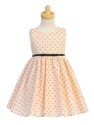 Swea Pea & Lilli Girls Blush Cotton Spandex Polka Dot Bow Easter Dress Girls - 4T