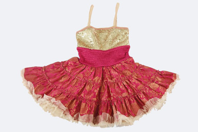 pink pouf dress Short pouf sleeve dress with bubble frill hem Gauri and Nainika