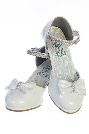 Swea Pea & Lilli Bella White Shoe w/ Low Heel & Rhinestone Strap