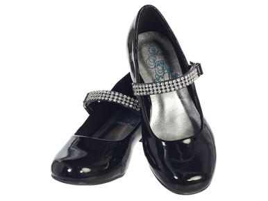 black girls dress shoes Amazon.com | Girls Mary Jane Dress Shoes - Low Heel Princess Hook and Loop Dance Flats for Party, Wedding - Black Toddler Size 7