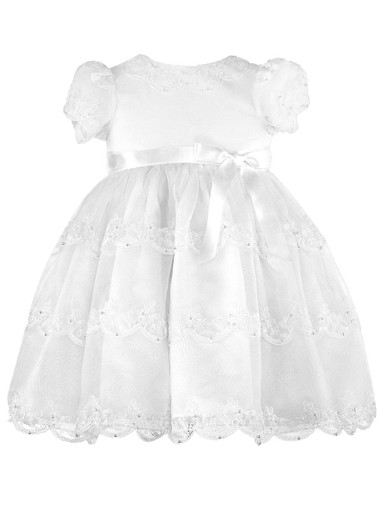 Sarah Louise★Ivory レース&チュールドレス★2-8Y 関税込 Sarah Louise White Dress w/ Lace & Sequin Detail - Pink Princess