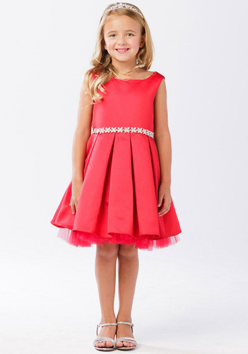 kids satin dress Satin Girl Dress With Bow Toddler Kids 1st Birthday Party Prom Gown J806 Pink / child-14