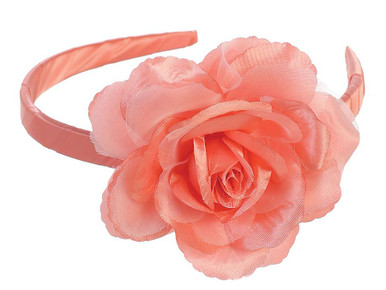 Coral Headband w/ Large Rose - Pink Princess display picture 1