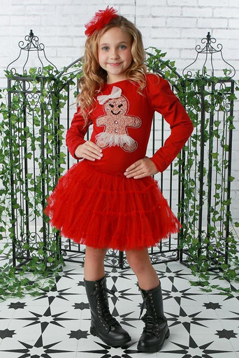 white christmas dresses Gingerbread-Themed Holiday Dress for Kids – Customizable & Versatile