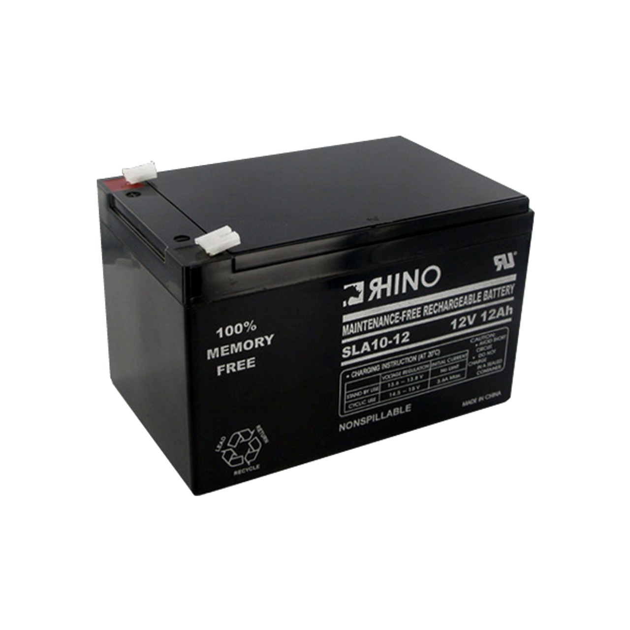12 Volt 12.0 Ah Battery - Rhino SLA10-12 Sealed Lead Acid Rechargeable