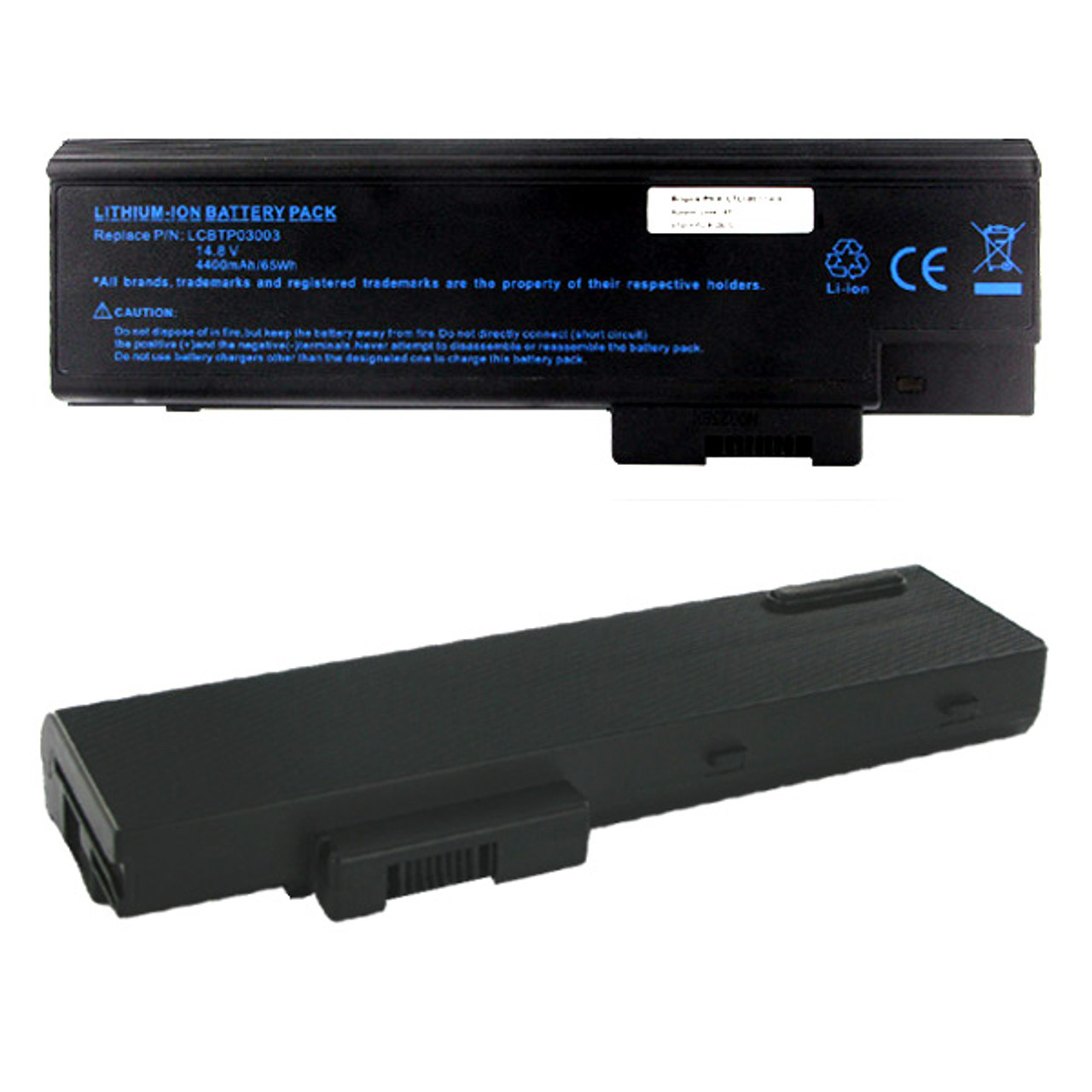 Acer 4UR18650F-1-QC192,BTP-AS1681, BT.T5003.001, BT.T5003.002,  BT.T5005.001, BT.T5005.002, BT.T5007.001, BT.T5007.002, LC.BTP03.003 Laptop Battery - 14.8V 4400mAh 65WH 8 Cell Notebook Replacement
