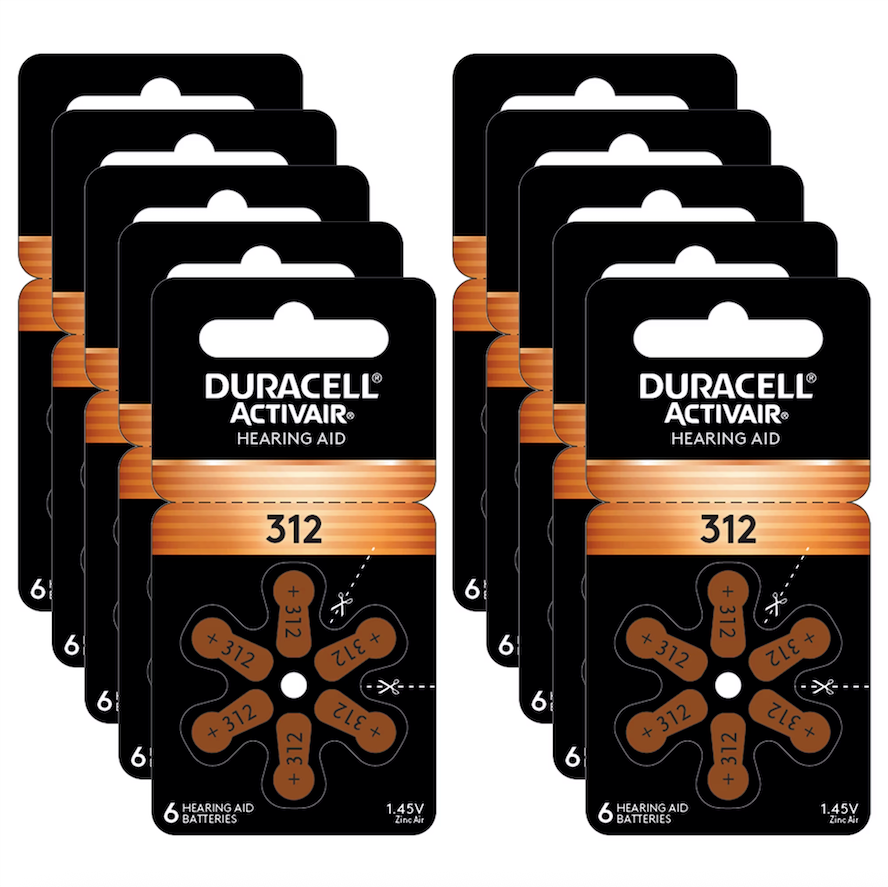 Duracell Size 312 Hearing Aid Batteries (60 Pack) Easy Tab - OEM Original