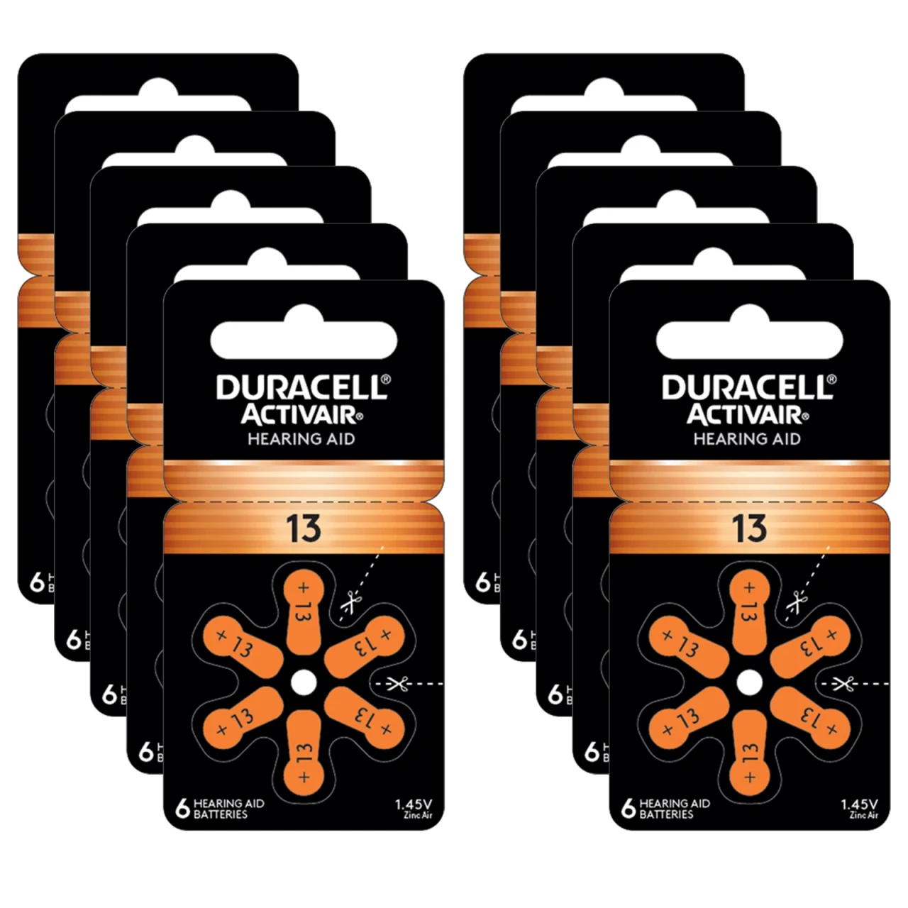 Duracell Size 13 Hearing Aid Batteries (60 Pack) Easy Tab - OEM Original