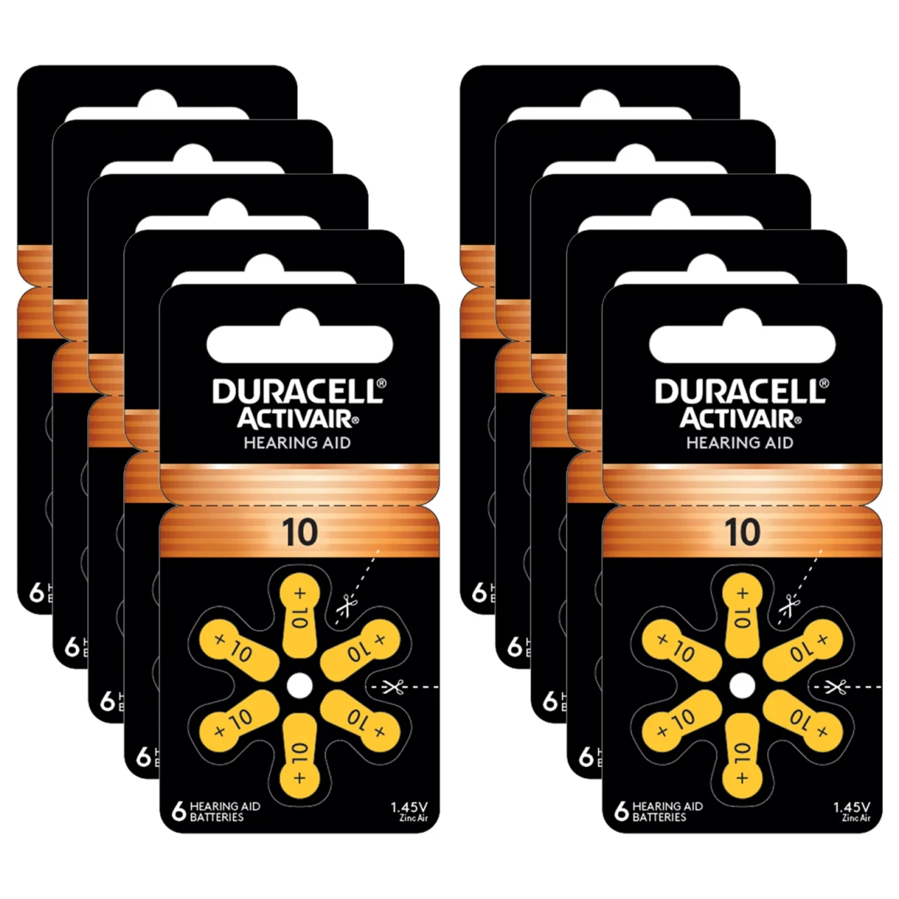 Duracell Size 10 Hearing Aid Batteries (60 Pack) Easy Tab - OEM Original