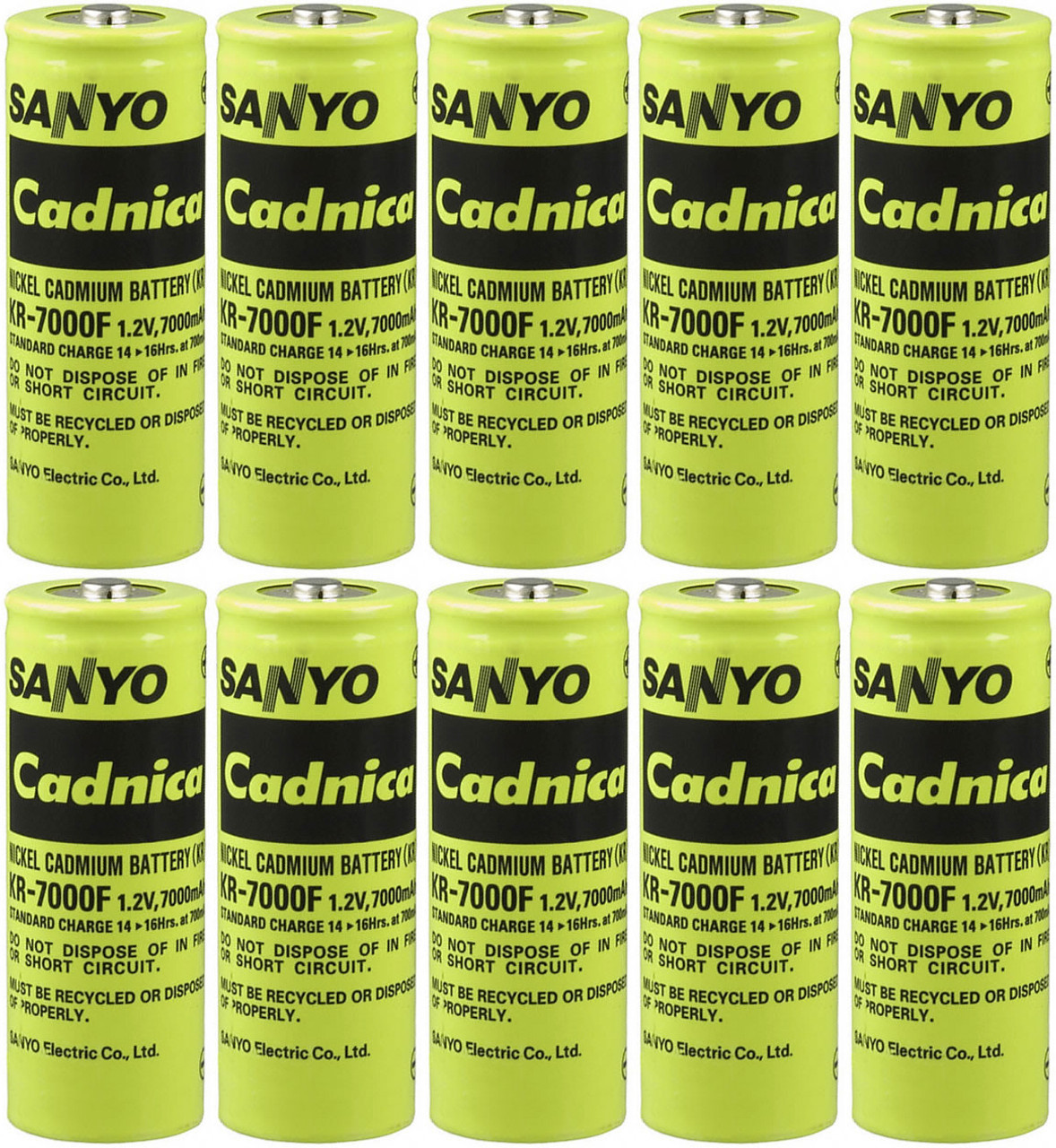 Furukawa KR-7000F F Cell NiCd Battery - 10 Pieces - Previously Panasonic
