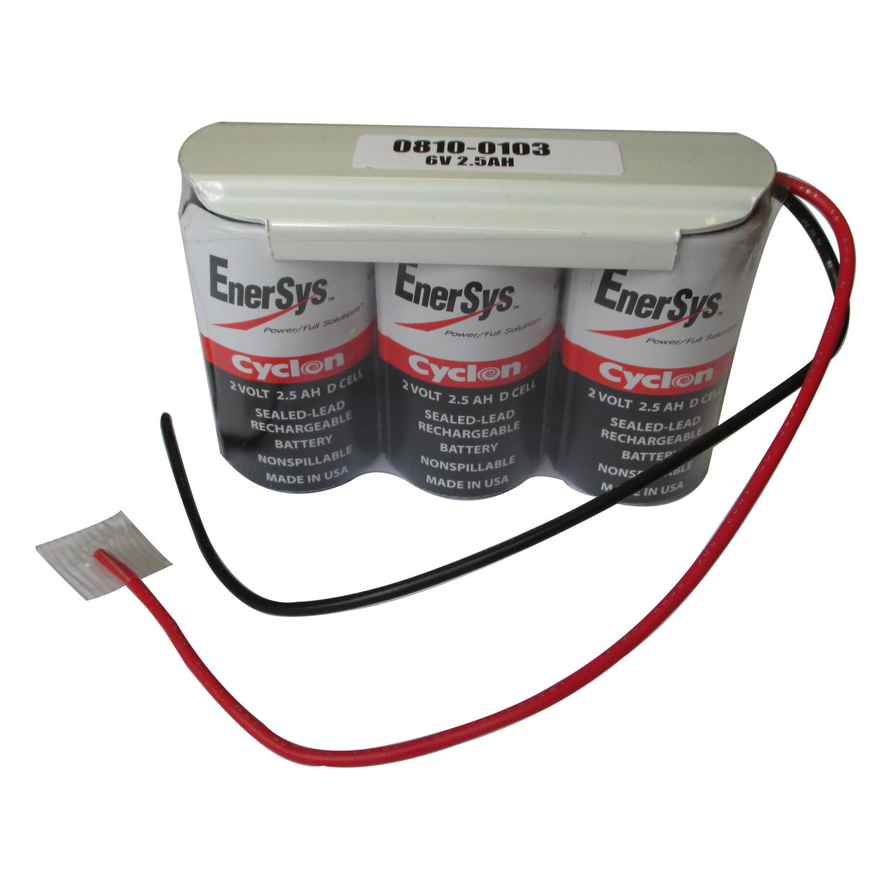 0810-0103 6 Volt 2.5 AH 1x3 D Cell Battery - Enersys Cyclon Hawker