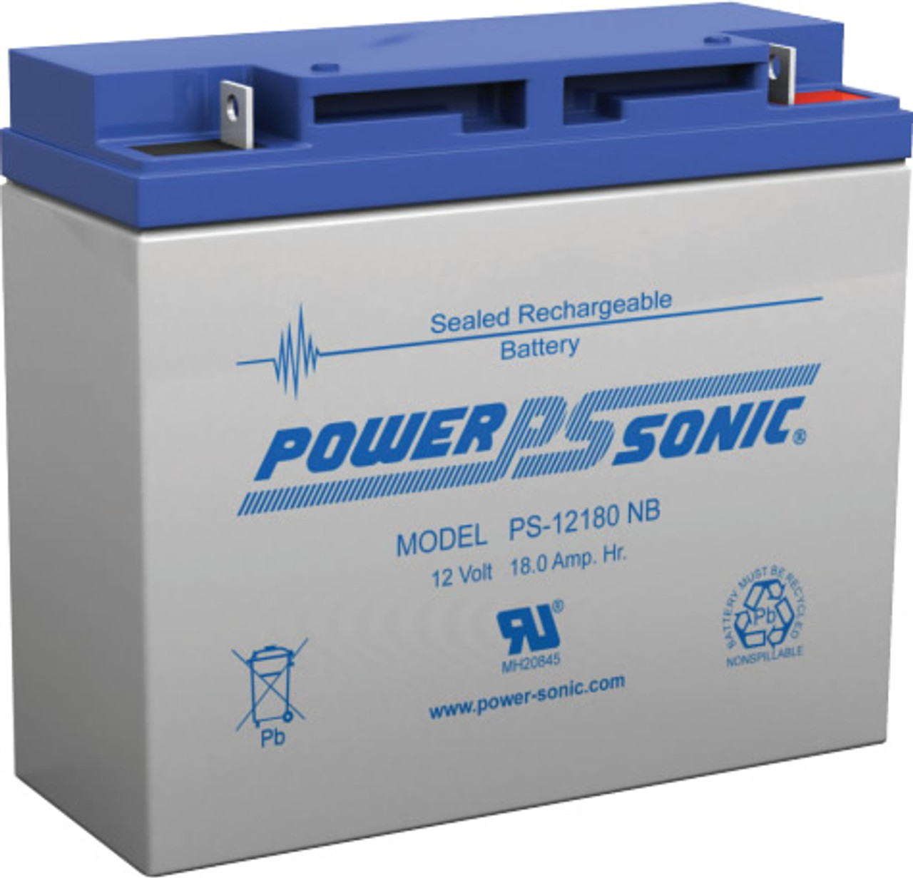 Power-Sonic PS-12180 NB Battery - 12 Volt 18Ah (Nut & Bolt)