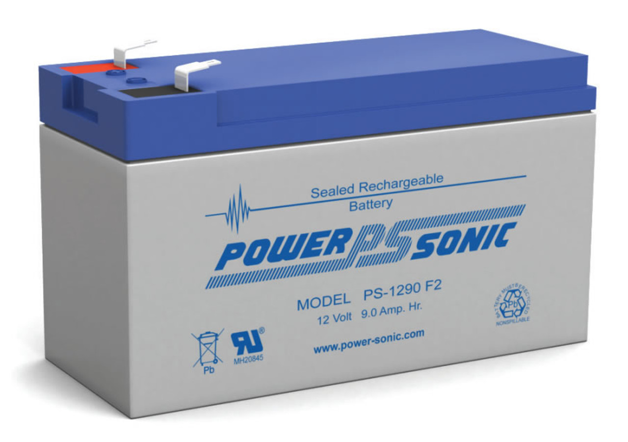 Power-Sonic PS-1290 F2 Battery - 12 Volt 9.0 Amp Hour (.250")