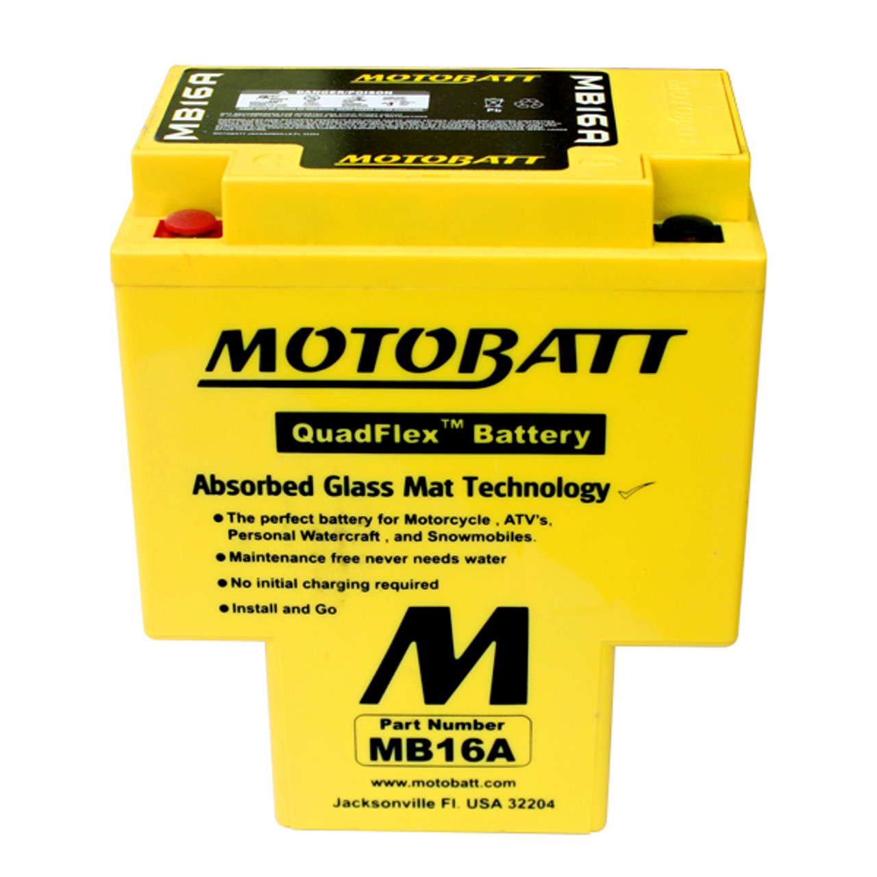 Motobatt MB16A Battery - AGM Sealed for Motorcycle - Powersport