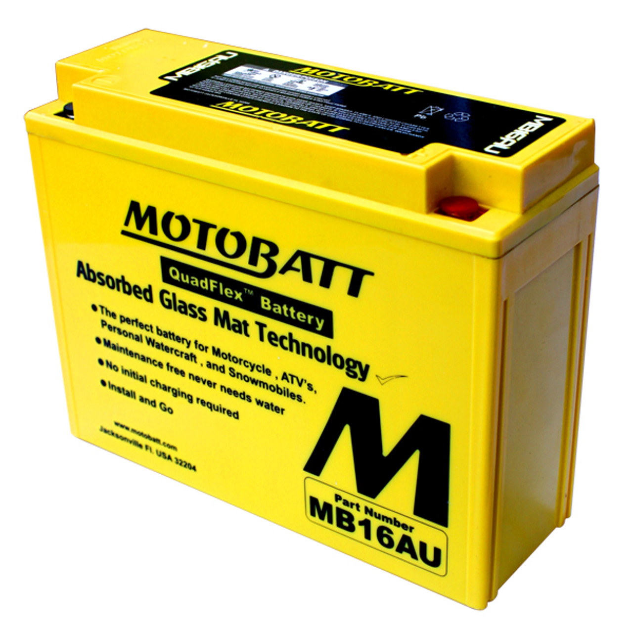 Motobatt MB16AU Battery - AGM Sealed for Motorcycle - Powersport