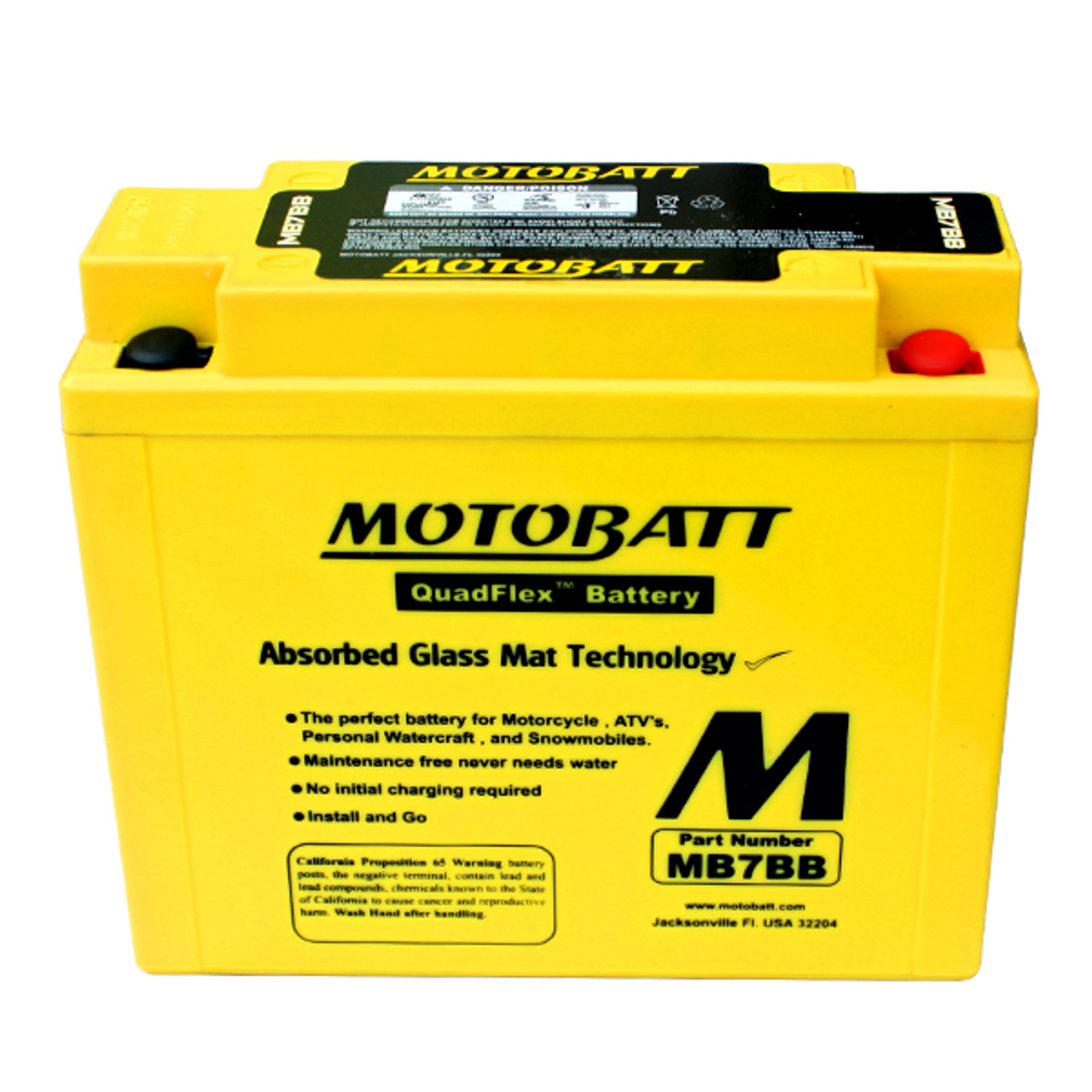 Motobatt MB7BB Battery - AGM Sealed for Motorcycle - Powersport