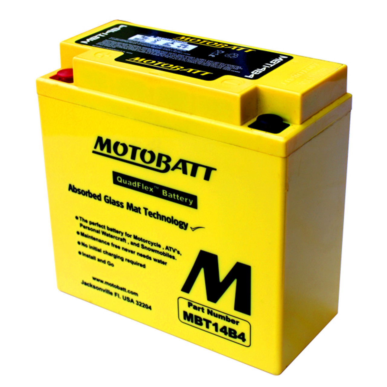 Motobatt MBT14B4 Battery - AGM Sealed for Motorcycle - Powersport
