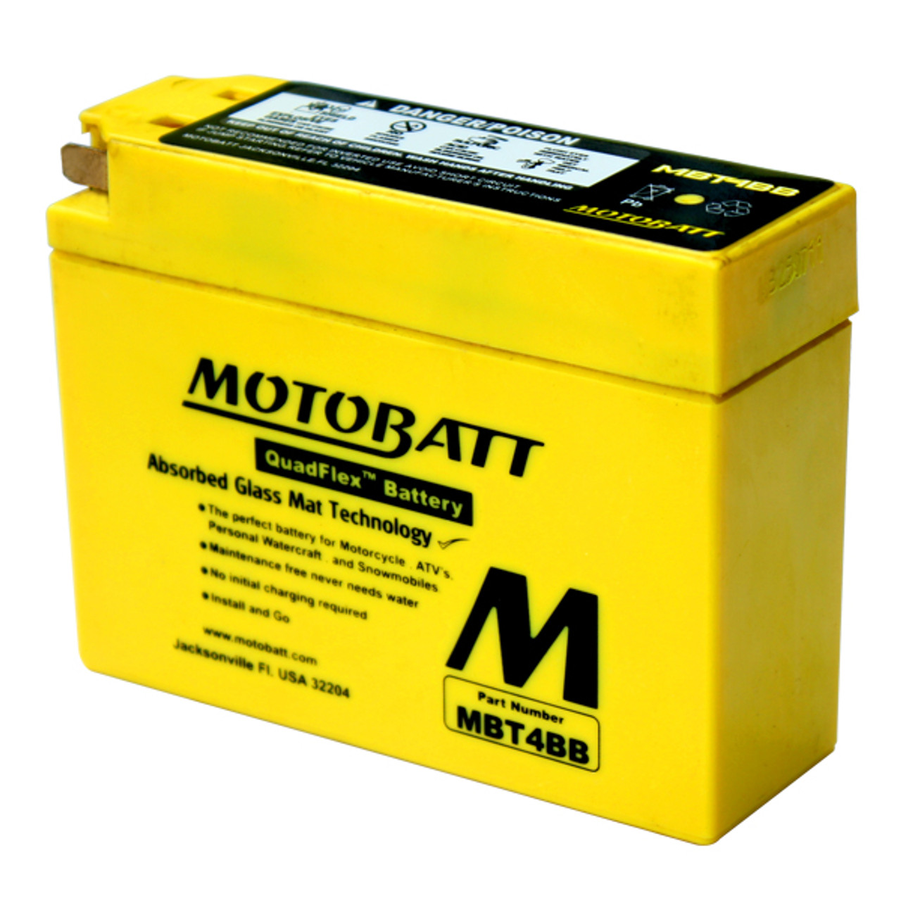 Motobatt MBT4BB Battery - AGM Sealed for Motorcycle - Powersport