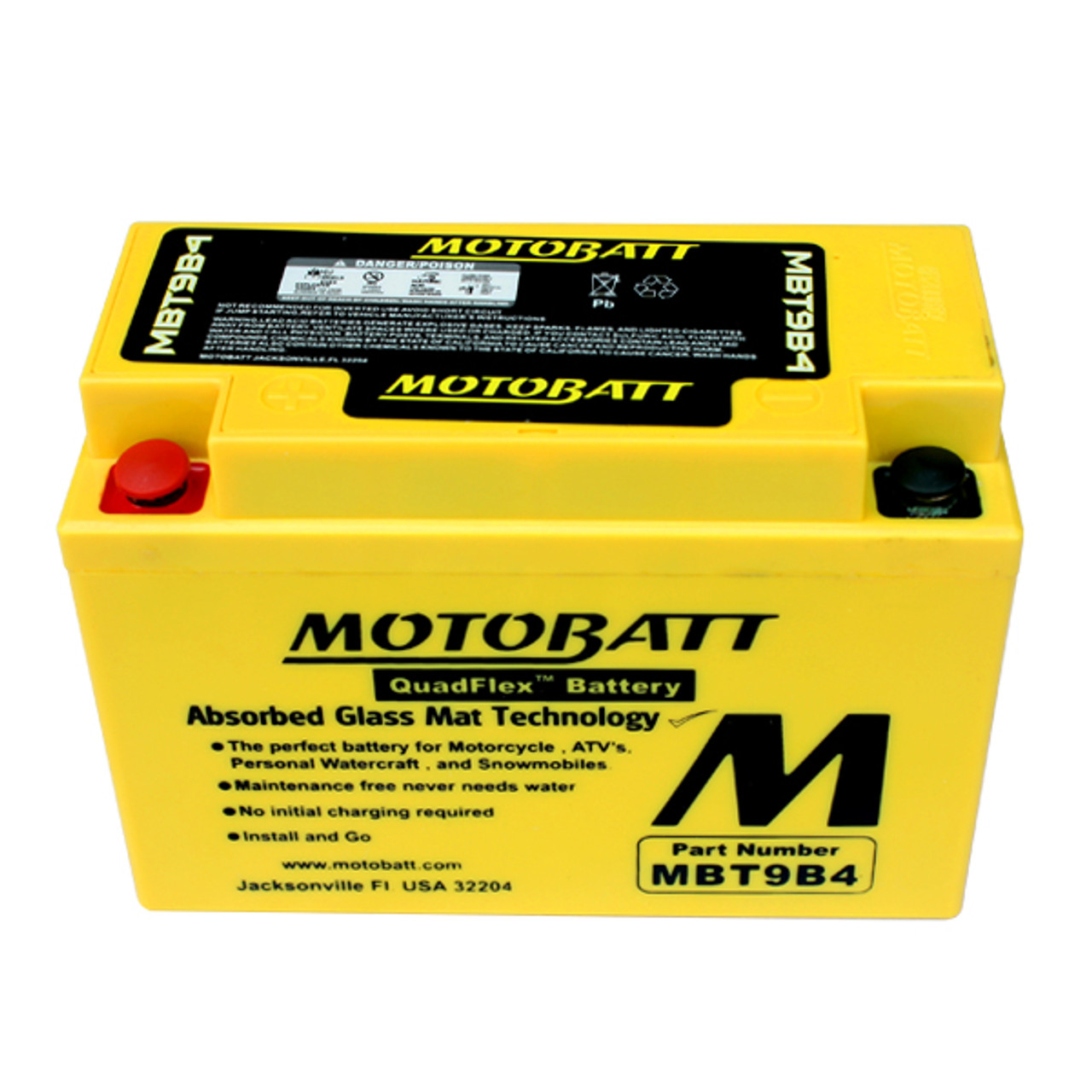 Motobatt MBT9B4 Battery - AGM Sealed for Motorcycle - Powersport