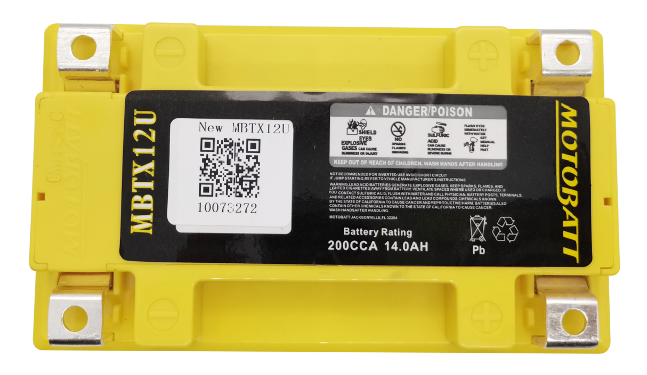 Motobatt MBTX12U Battery - AGM Sealed for Motorcycle - Powersport