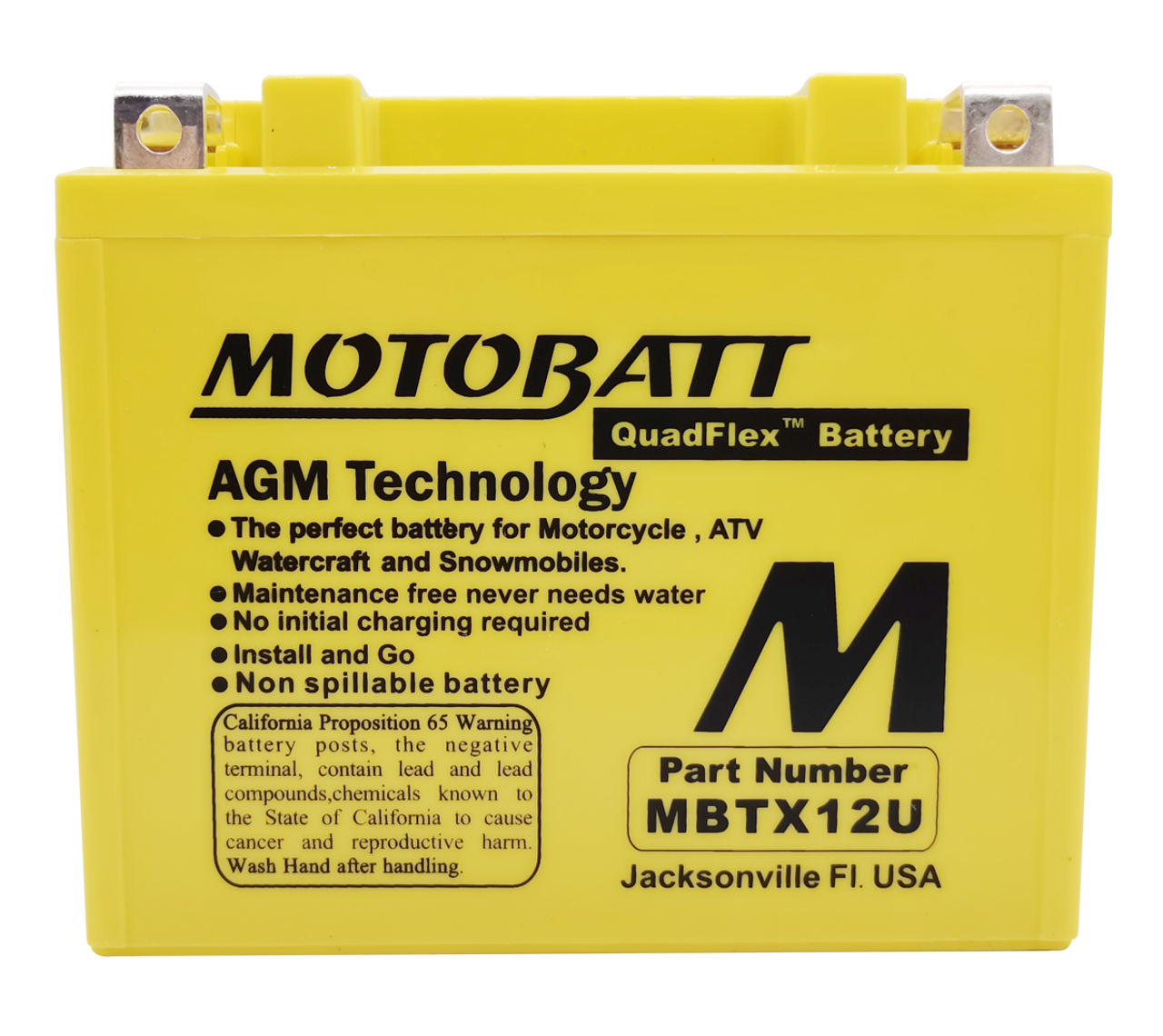 Motobatt MBTX12U Battery - AGM Sealed for Motorcycle - Powersport