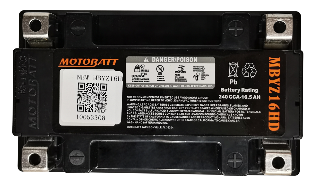 Motobatt MBYZ16H Battery - AGM Sealed for Motorcycle - Powersport