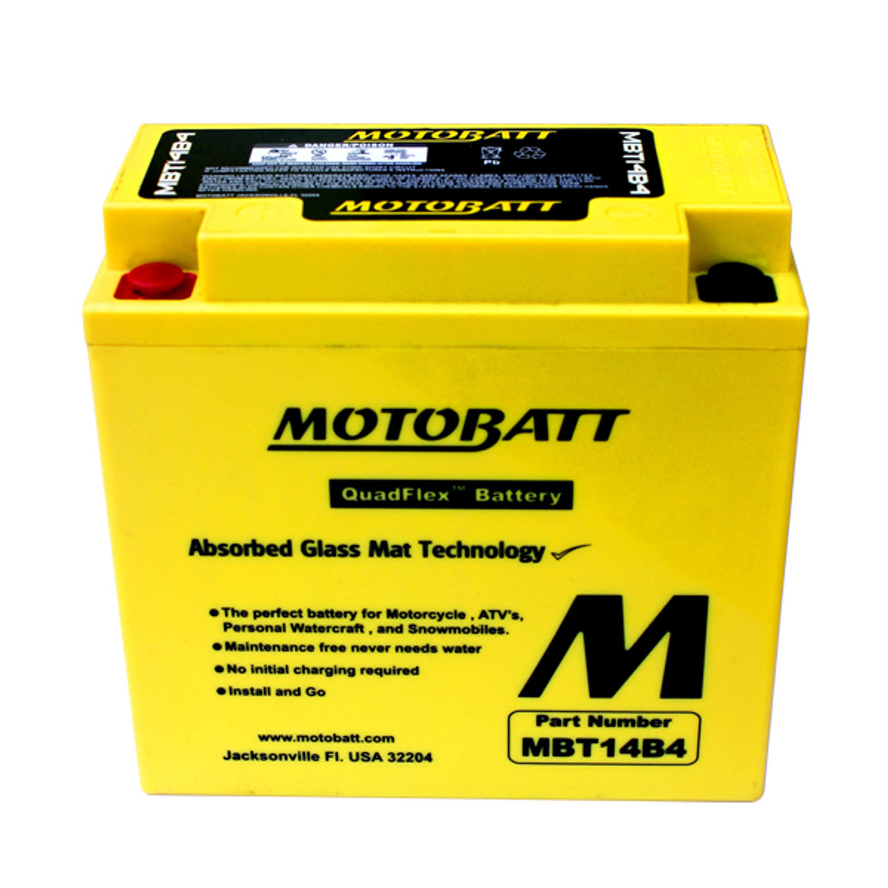 Yuasa YT14B-BS Battery Replacement - AGM Sealed for Motorcycle