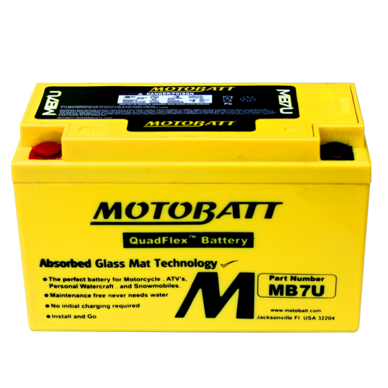 Yuasa YT7B-BS Battery Replacement - AGM Sealed for Motorcycle