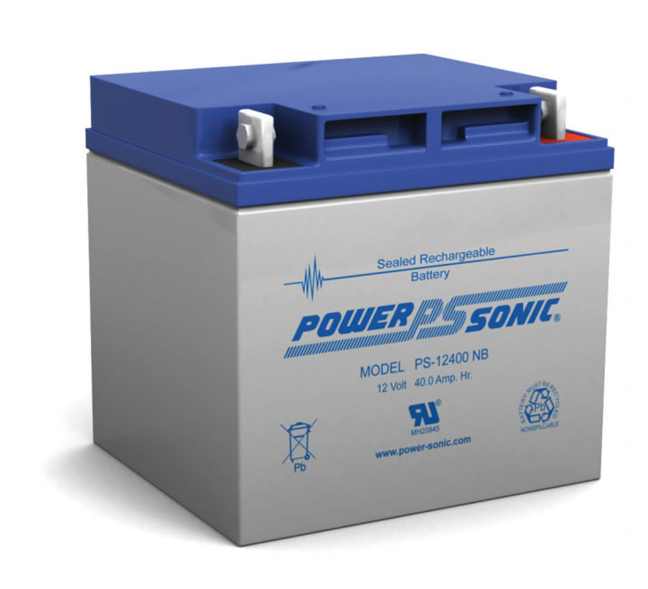 Power-Sonic PS-12400 NB Battery - 12 Volt 40 Amp Hour AGM