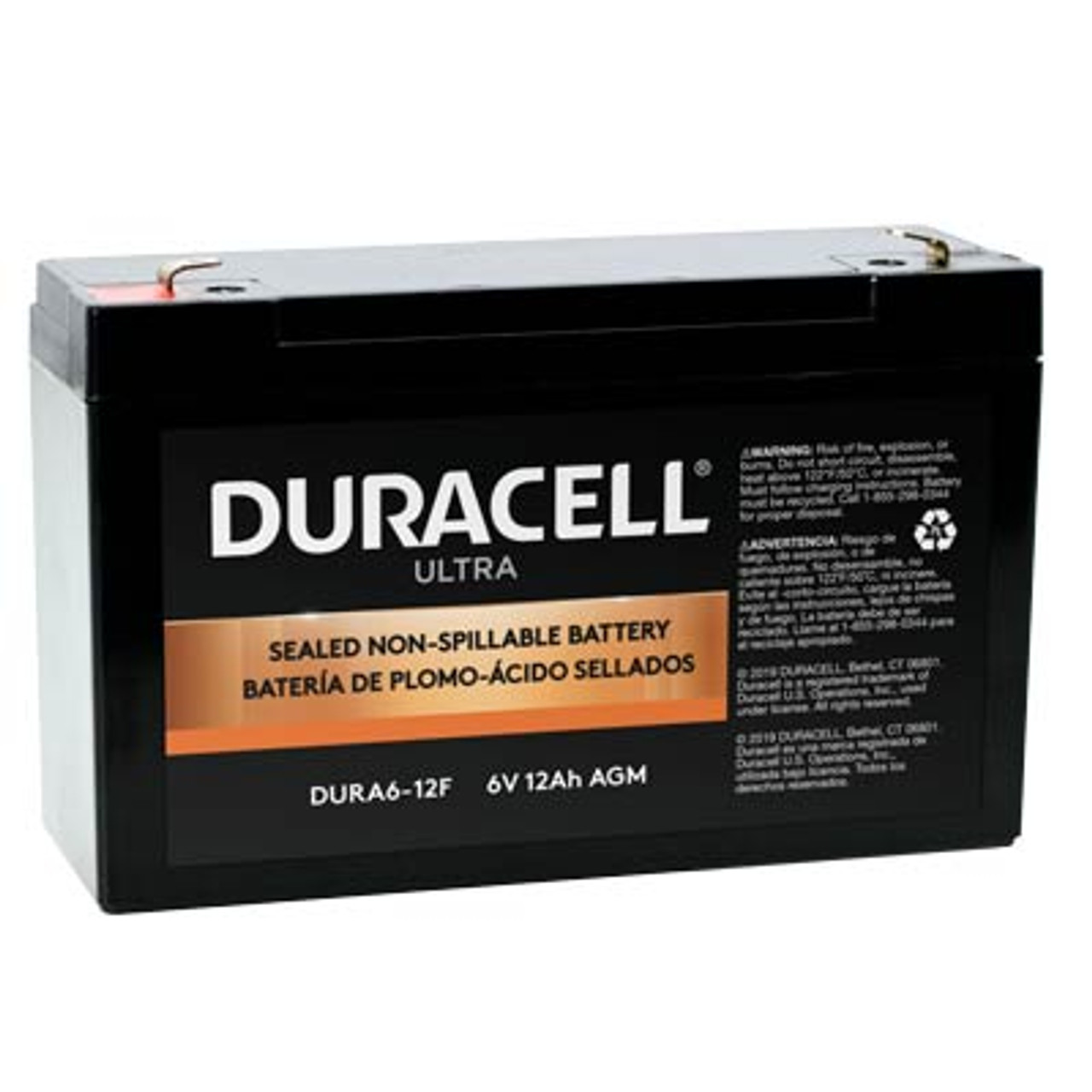 Duracell DURA6-12F Battery Replacement (.187") 6V 12Ah Ultra AGM Sealed Lead