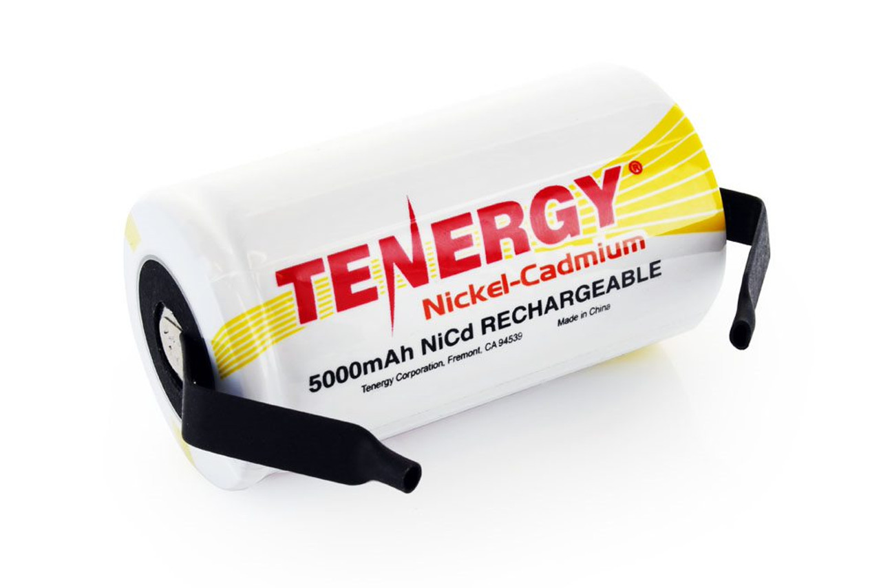 Tenergy D Cell 5000mAh NiCd Battery - Rechargeable (Solder Tabs) 20501-0-T