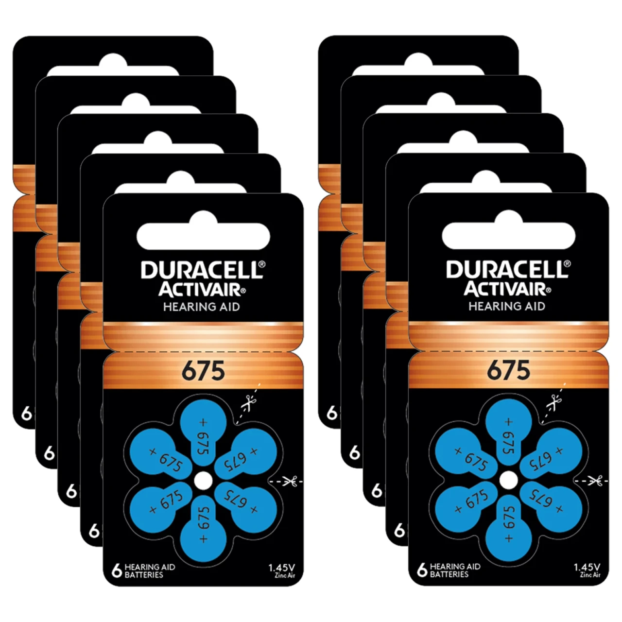 Duracell Size 675 Hearing Aid Batteries (60 Pack) Easy Tab - OEM Original
