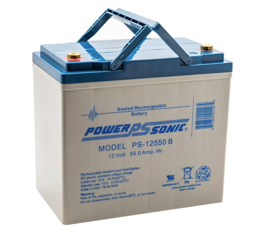 Power-Sonic PS-12550 B M6 Battery - 12V 55Ah AGM Sealed Lead (Recessed Nut & Bolt)