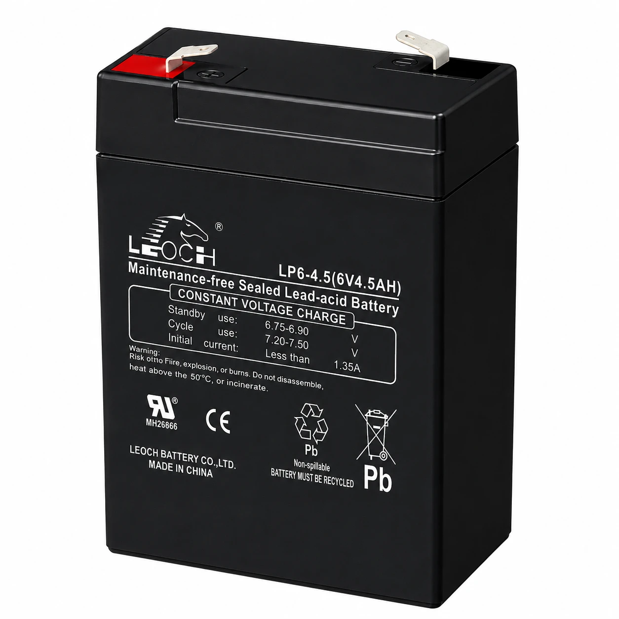 Leoch LP6-4.5 Battery - 6 Volt 4.5 Amp Hour AGM - .187" Terminals